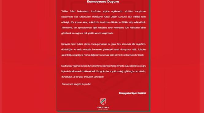 Karşıyaka'dan açıklama