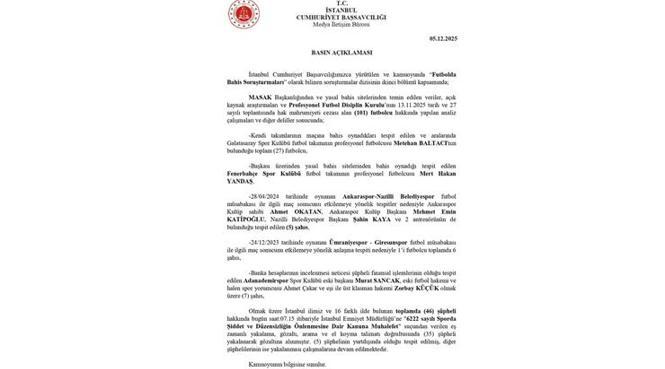 İŞTE İSTANBUL BAŞSAVCILIĞI'NDAN YAPILAN AÇIKLAMA