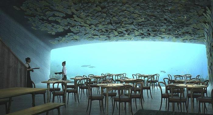 Denizin altında sıra dışı restoran