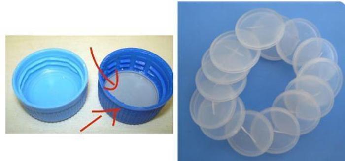 Plastik şişe kapağındaki şeffaf yuvarlak