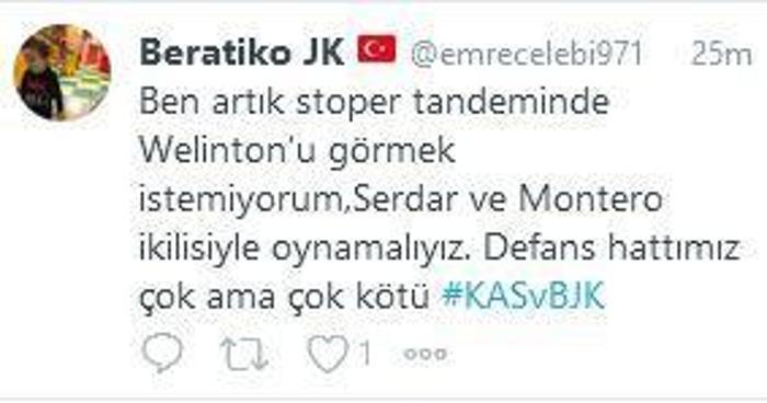 Beşiktaş taraftarından Welinton tepkisi