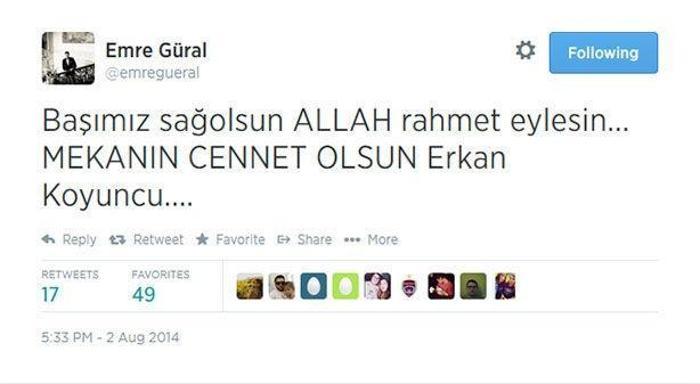 Spor ve medya dünyası, Erkan Koyuncuya ağlıyor