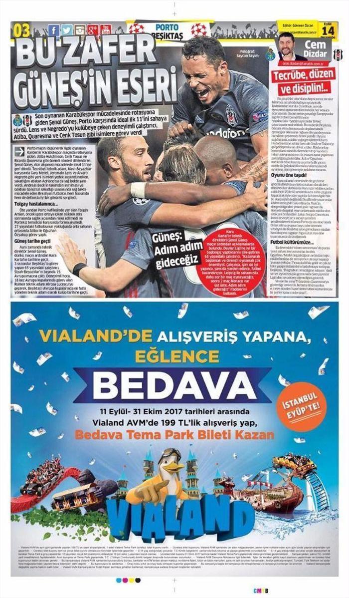 Beşiktaşın Porto zaferi sonrası manşetler...