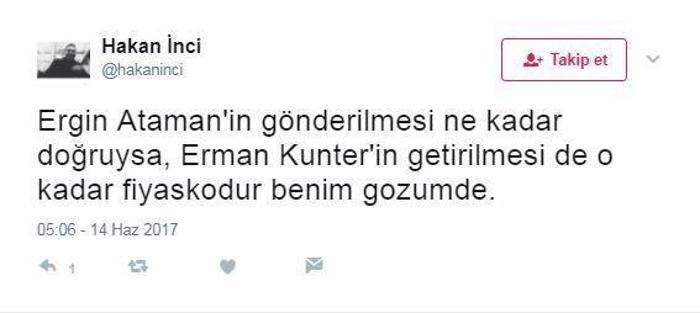 Ergin Atamanın ayrılığına sosyal medyadan tepkiler