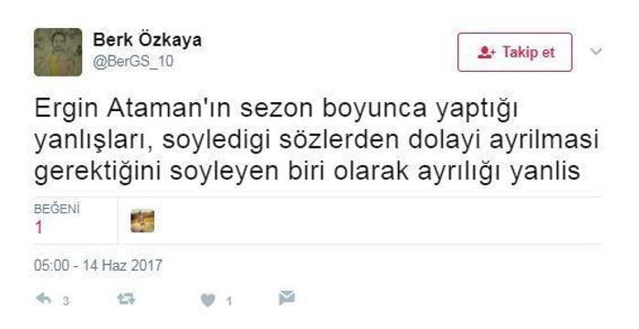 Ergin Atamanın ayrılığına sosyal medyadan tepkiler