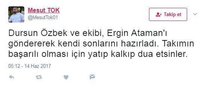 Ergin Atamanın ayrılığına sosyal medyadan tepkiler