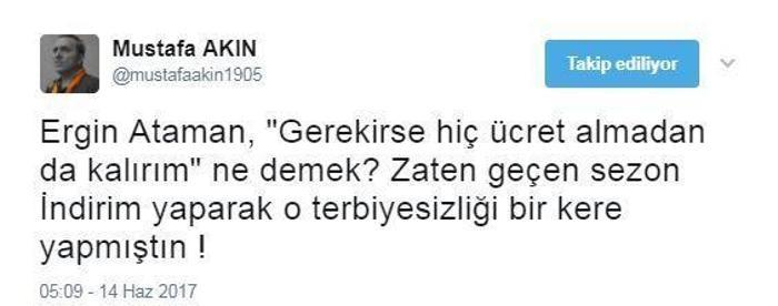 Ergin Atamanın ayrılığına sosyal medyadan tepkiler
