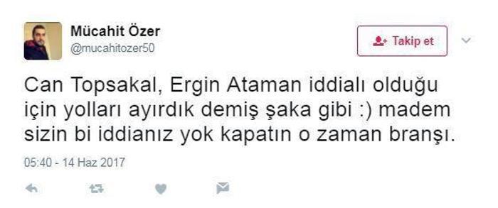 Ergin Atamanın ayrılığına sosyal medyadan tepkiler