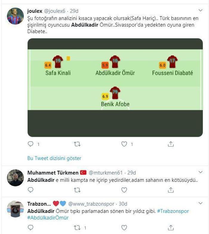 Trabzonsporda Abdülkadir Ömür hayal kırıklığı yarattı