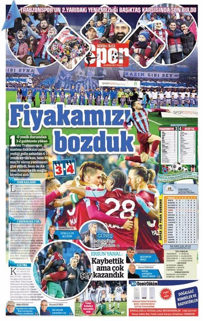 Trabzon yerel basınında Trabzonspor - Beşiktaş maçı