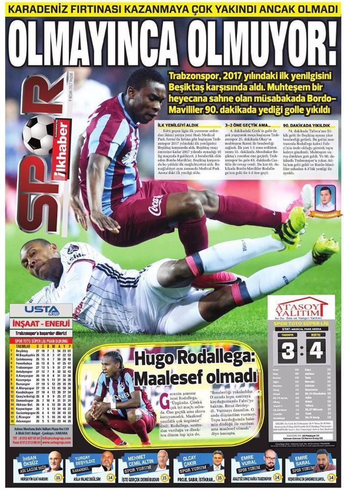Trabzon yerel basınında Trabzonspor - Beşiktaş maçı