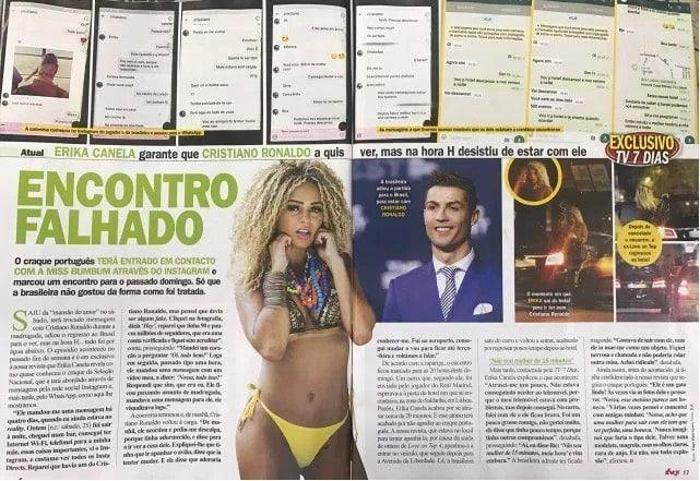 Cristiano Ronaldo ile Erika Canella arasındaki mesajlar sızdı