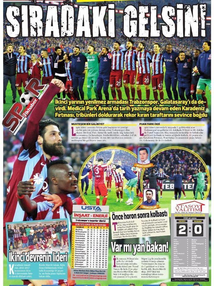 Trabzonspor Galatasarayı yendi, Trabzon yerel basını coştu