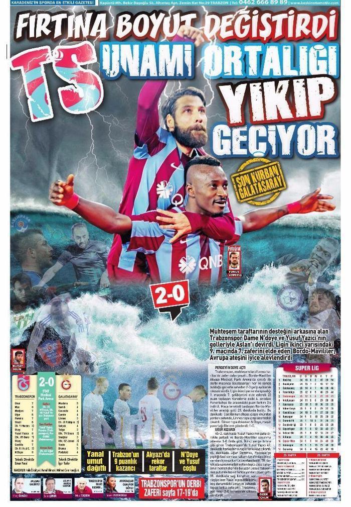 Trabzonspor Galatasarayı yendi, Trabzon yerel basını coştu