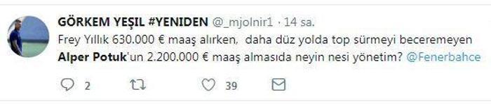 Fenerbahçe taraftarından Alper Potuka büyük tepki