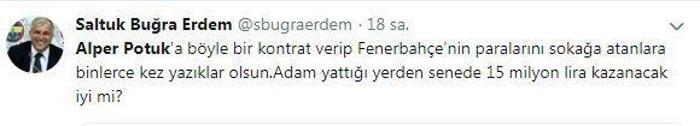 Fenerbahçe taraftarından Alper Potuka büyük tepki