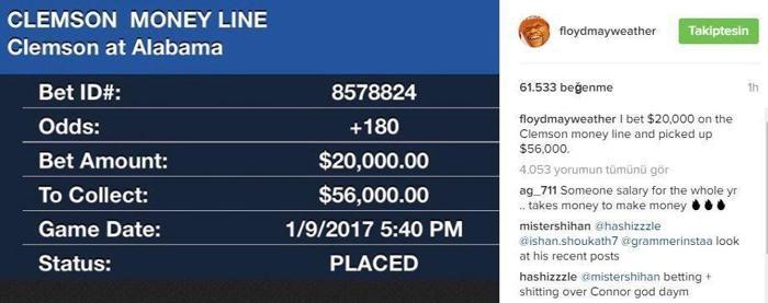 Floyd Mayweather 5 maçta 284322 dolar kazandı