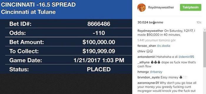 Floyd Mayweather 5 maçta 284322 dolar kazandı