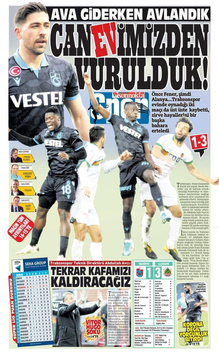Trabzonsporun Alanyaspor mağlubiyeti yerel basında