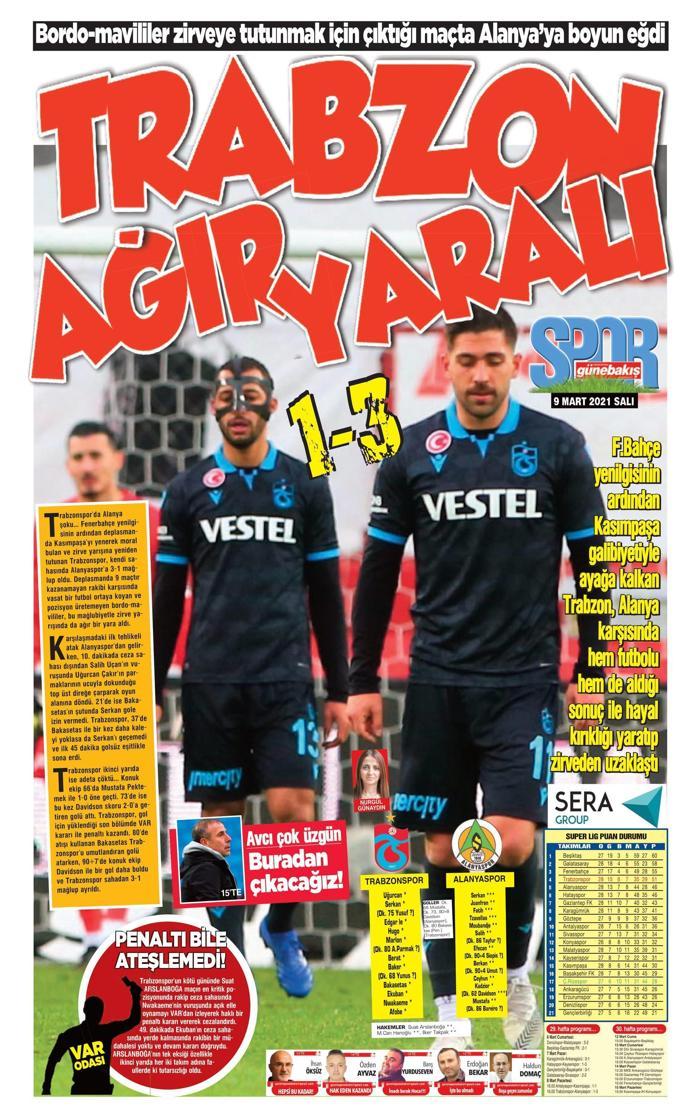 Trabzonsporun Alanyaspor mağlubiyeti yerel basında