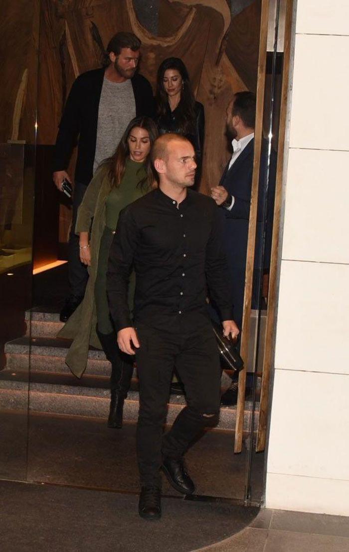 Kıvanç Tatlıtuğ ve eşi, Wesley Sneijder ve Yolanthe Cabau ile yemeğe çıktı