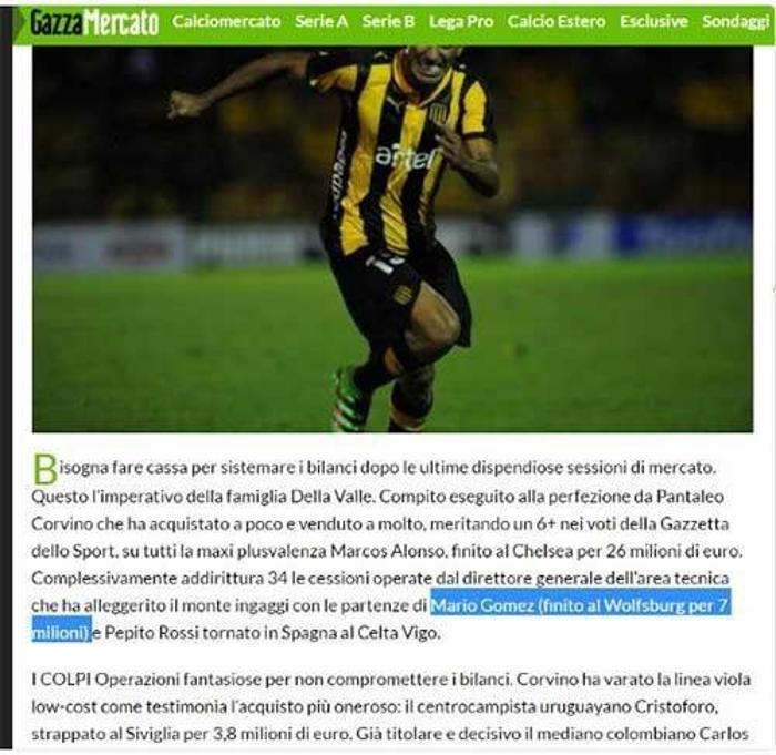 Wolfsburg Mario Gomez için 7 milyon Euro ödemiş
