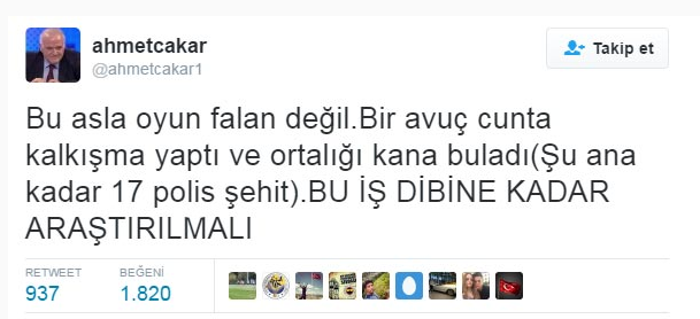 Spor dünyasından darbe girişimine tepkiler
