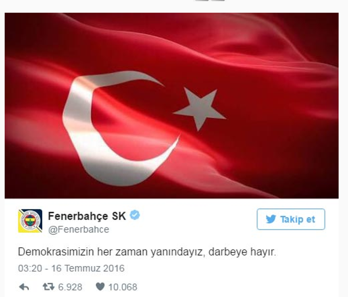 Spor dünyasından darbe girişimine tepkiler