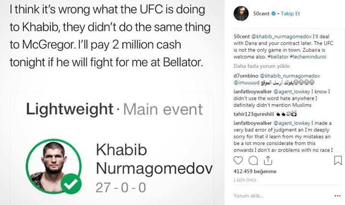 50 Centten Khabib Nurmagomedove dev teklif