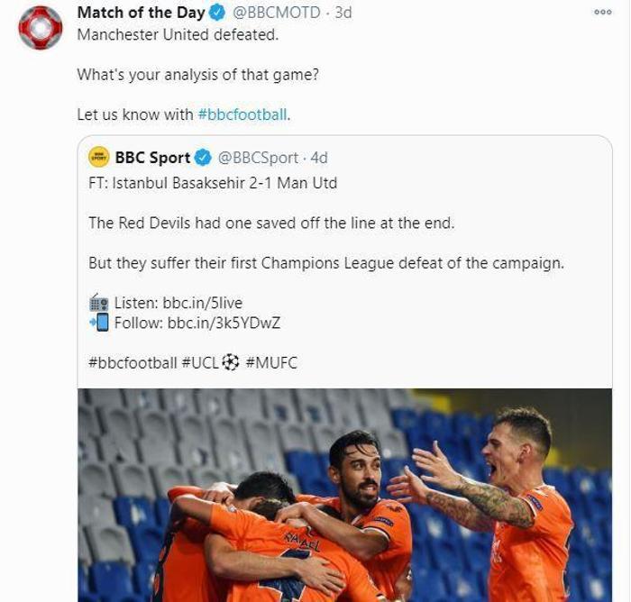 İngiliz medyası Başakşehiri övdü, Manchester Unitedı yerle bir etti