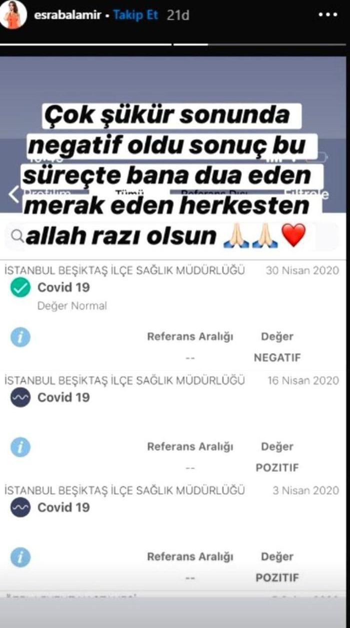 Esra Balamir: Çok şükür sonunda negatif