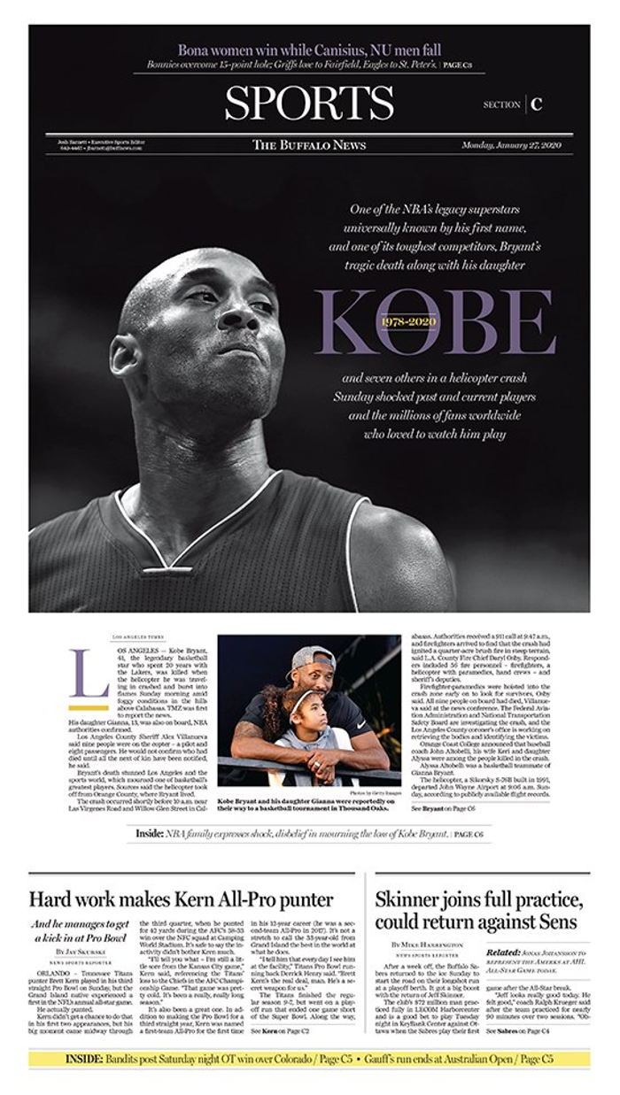 Dünya Kobe Bryantın vefatını konuşuyor Dünya basınında Kobe Bryant