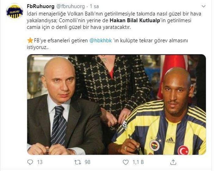 Fenerbahçede sosyal medya gündemi Hakan Bilal Kutlualp