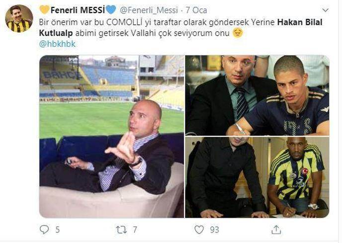 Fenerbahçede sosyal medya gündemi Hakan Bilal Kutlualp