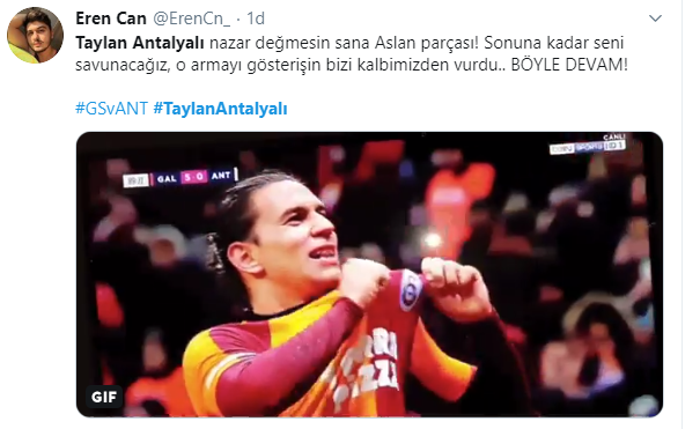 Taylan Antalyalı Galatasaray taraftarının gönlünü kaptı