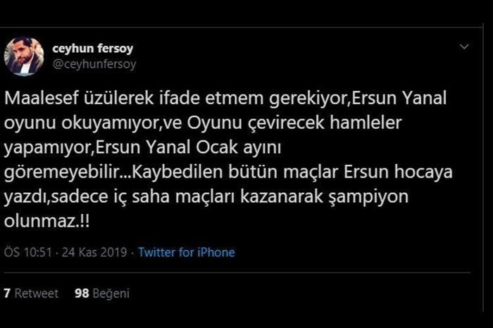 Ersun Yanal şoku İstifa...