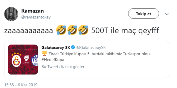 Galatasaray - Tuzlaspor eşleşmesine 500T damgası