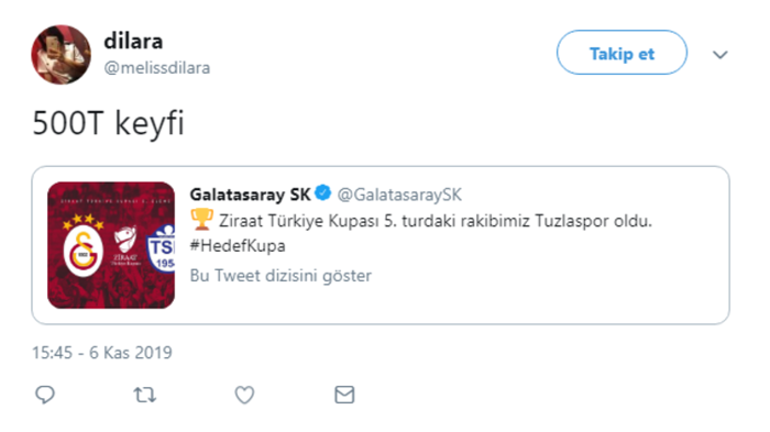 Galatasaray - Tuzlaspor eşleşmesine 500T damgası