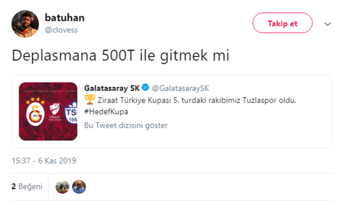 Galatasaray - Tuzlaspor eşleşmesine 500T damgası