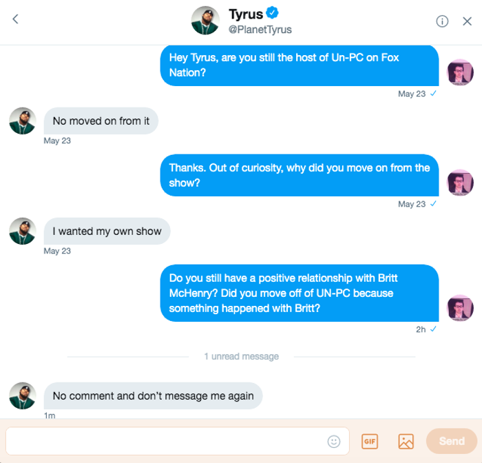 Britt McHenrye seks mesajları gönderen Tyrus, çalıştığı kanaldan kovuldu