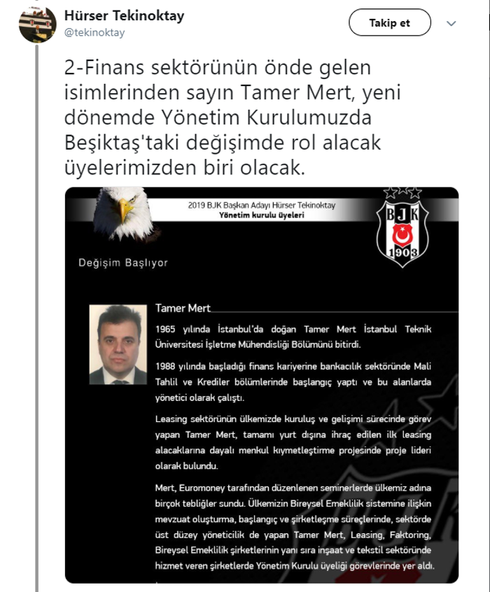 Beşiktaş Başkan Adayı Hürser Tekinoktay, listesini açıklıyor