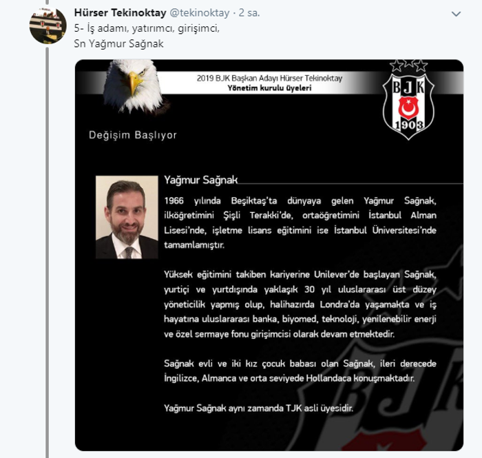 Beşiktaş Başkan Adayı Hürser Tekinoktay, listesini açıklıyor