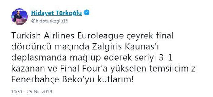 Basketbol camiasından Fenerbahçeye tebrik mesajları