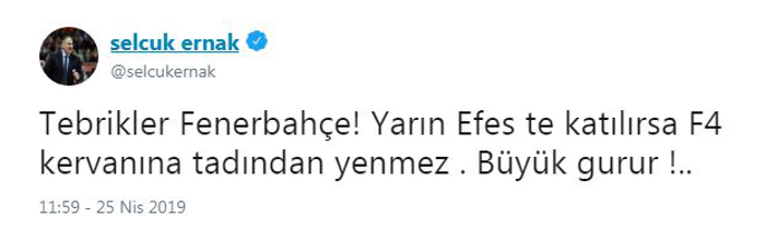 Basketbol camiasından Fenerbahçeye tebrik mesajları
