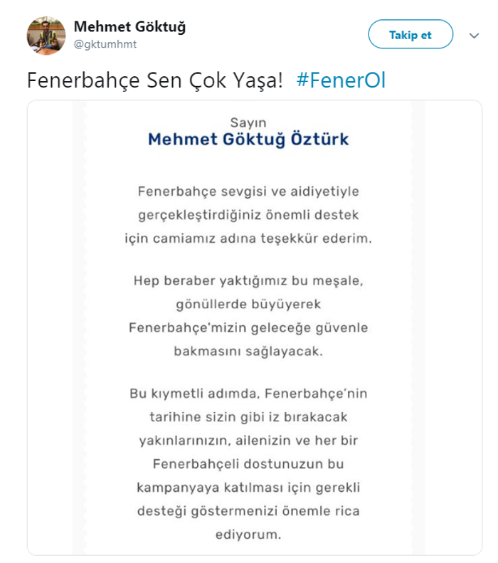 Fenerbahçe taraftarından Fener Ol kampanyasına büyük ilgi