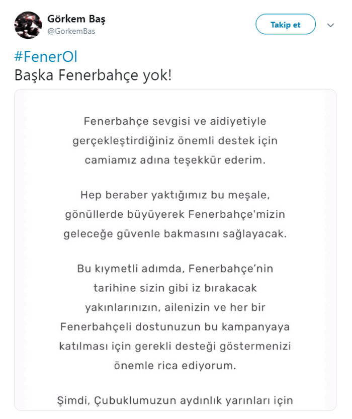 Fenerbahçe taraftarından Fener Ol kampanyasına büyük ilgi