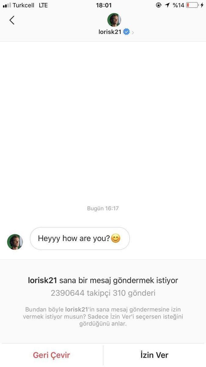Loris Kariustan Melis Ayça Değirmencioğluna flaş mesaj