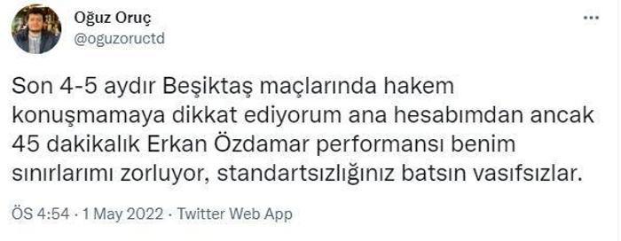 Beşiktaş taraftarlarından hakem Erkan Özdamare büyük tepki