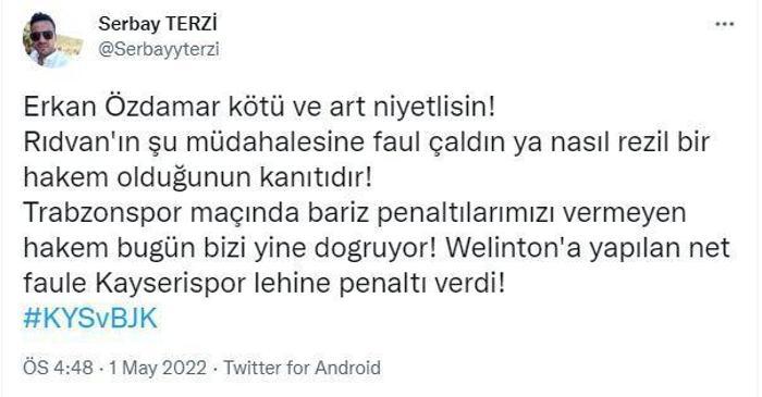 Beşiktaş taraftarlarından hakem Erkan Özdamare büyük tepki