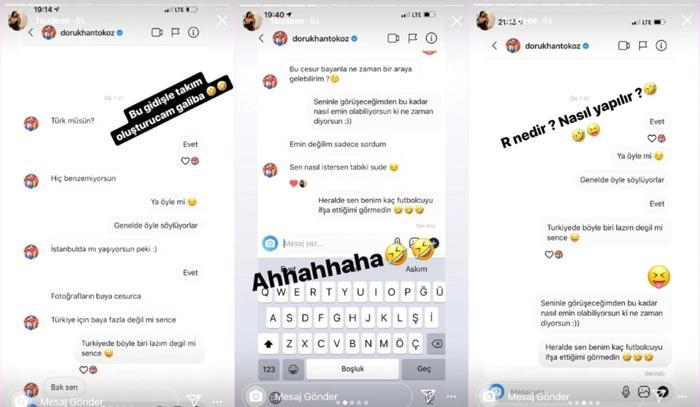 Enise Sude isimli Instagram kullanıcısı, Dorukhan Toközün attığı mesajları ifşa etti